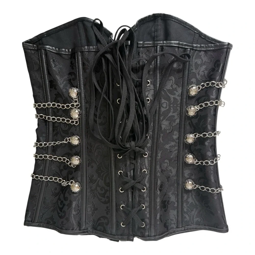 Steam Punk CosPlay Goth‎ Role Play Long Black Corset Women's M